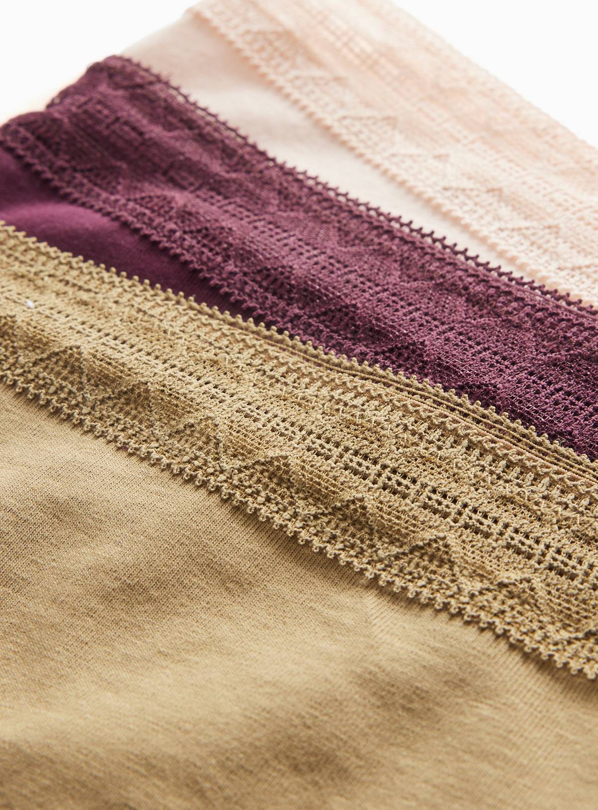 Olive & Wine Lace Trim High Leg Knickers 5 Pack 18 - Image 3